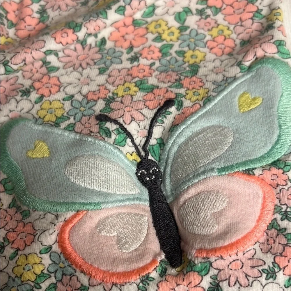 Carter's Pink and Green Floral Sleep Sacks with Ruffled Sleeves